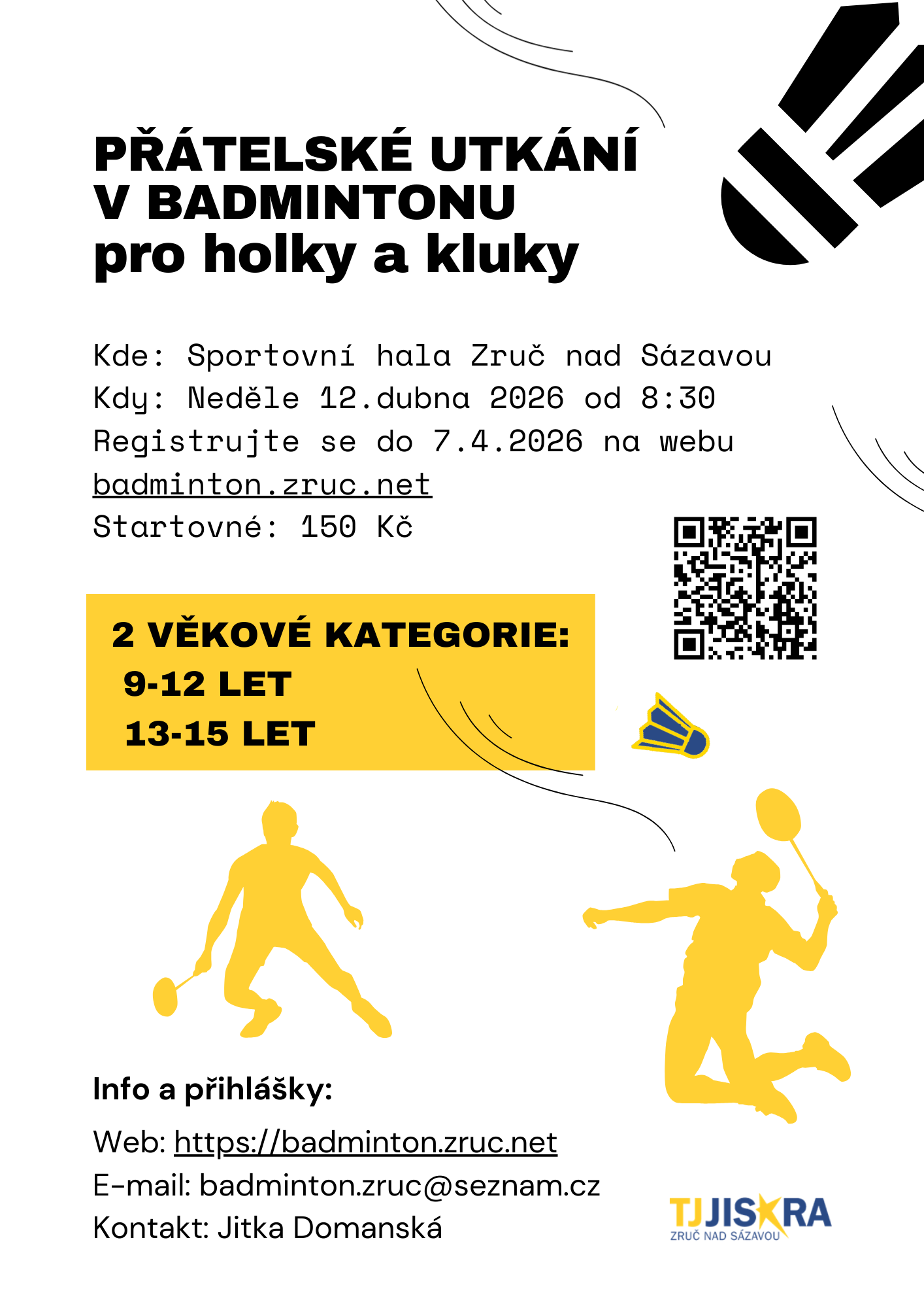 Přátelské utkání v badmintonu - duben 2026 Zruč nad Sázavou